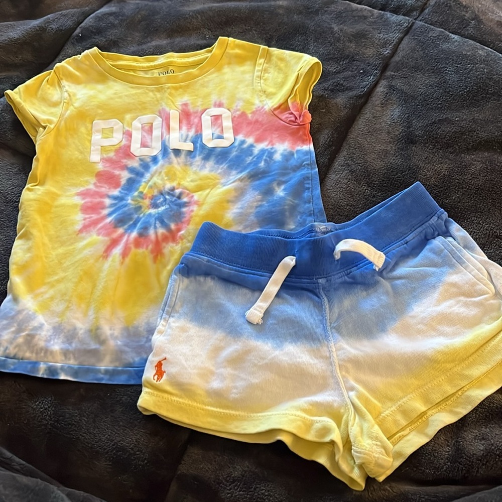 Polo by Ralph Lauren Kids Tie-Dye Set - Yellow, Blue, Pink